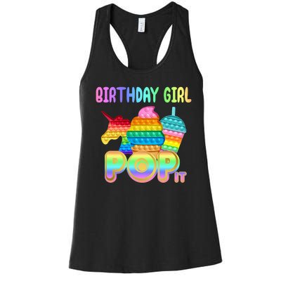 Birthday Girl Pop It Funny Cute Colorful Women's Racerback Tank