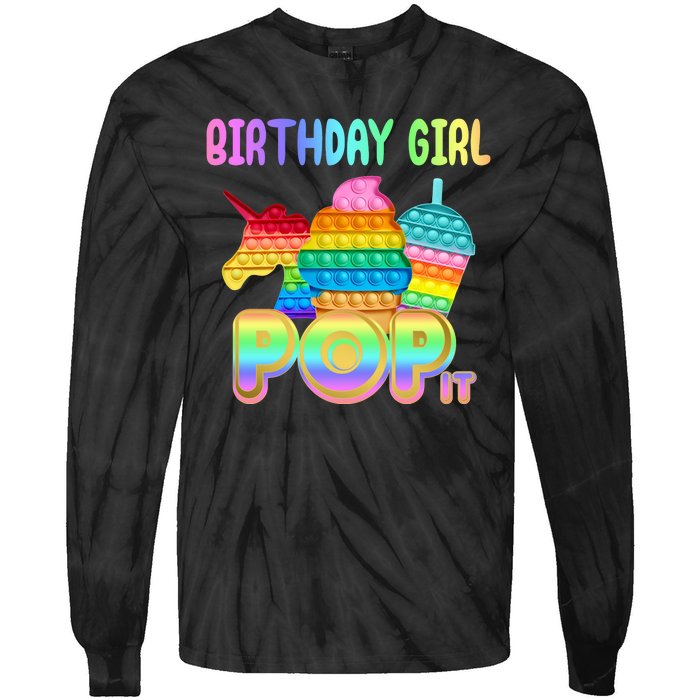 Birthday Girl Pop It Funny Cute Colorful Tie-Dye Long Sleeve Shirt