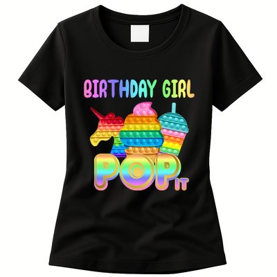 Birthday Girl Pop It Funny Cute Colorful Womens T-Shirt