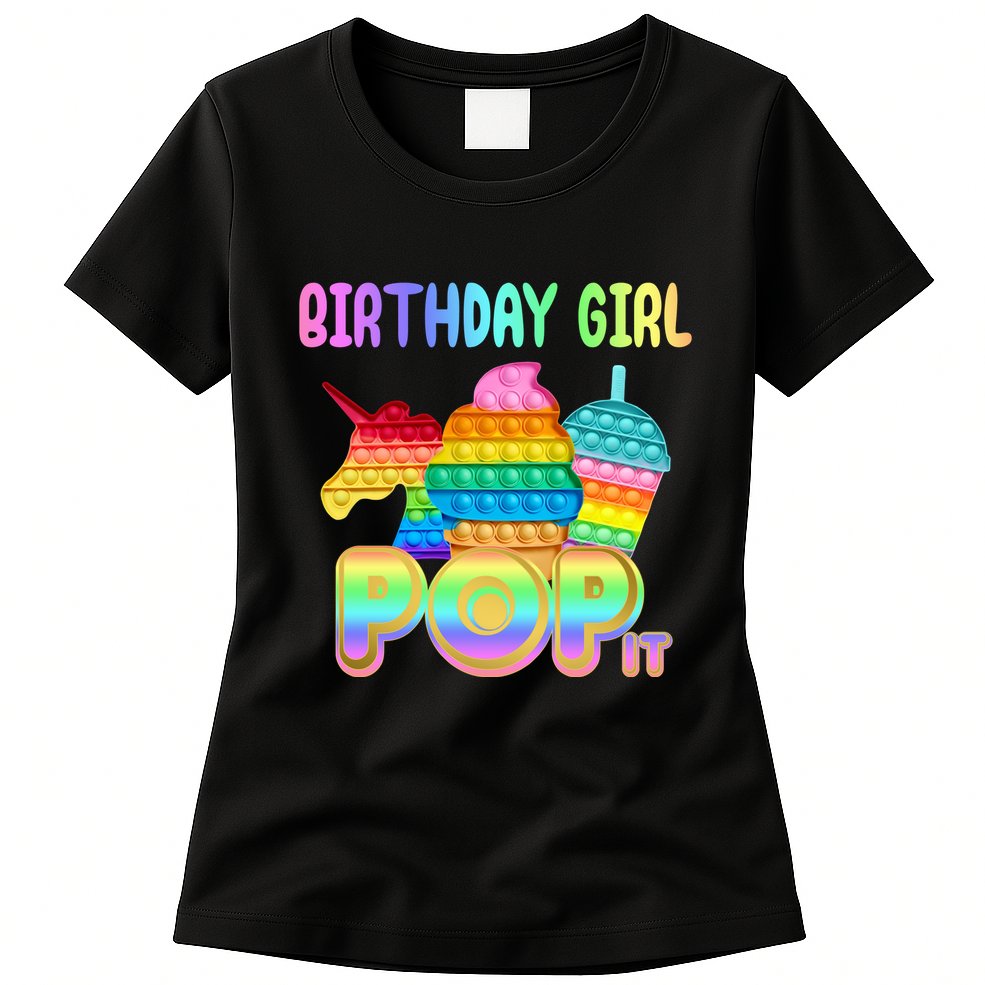 Birthday Girl Pop It Funny Cute Colorful Womens T-Shirt