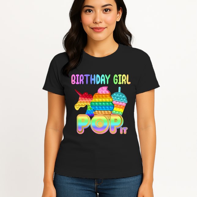 Birthday Girl Pop It Funny Cute Colorful Womens T-Shirt