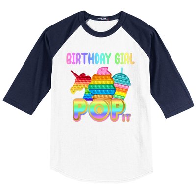 Birthday Girl Pop It Funny Cute Colorful Baseball Sleeve Shirt