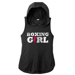 Boxing Girl Player Silhouette Sport Ladies PosiCharge Tri-Blend Wicking Draft Hoodie Tank