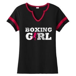 Boxing Girl Player Silhouette Sport Ladies Halftime Notch Neck Tee