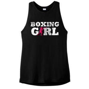 Boxing Girl Player Silhouette Sport Ladies PosiCharge Tri-Blend Wicking Tank