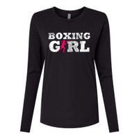 Boxing Girl Player Silhouette Sport Womens Cotton Relaxed Long Sleeve T-Shirt