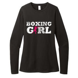 Boxing Girl Player Silhouette Sport Womens CVC Long Sleeve Shirt