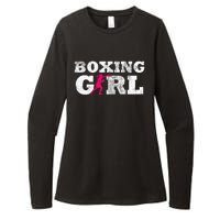 Boxing Girl Player Silhouette Sport Womens CVC Long Sleeve Shirt