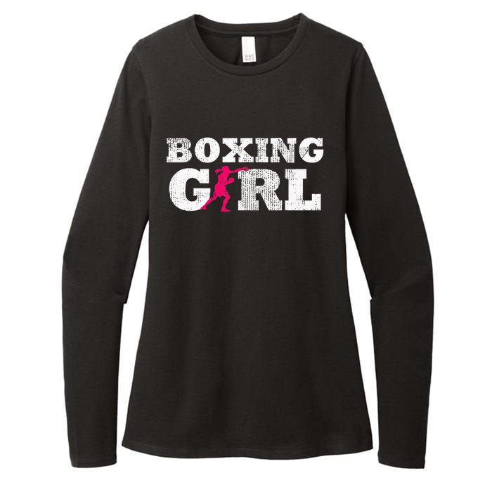 Boxing Girl Player Silhouette Sport Womens CVC Long Sleeve Shirt