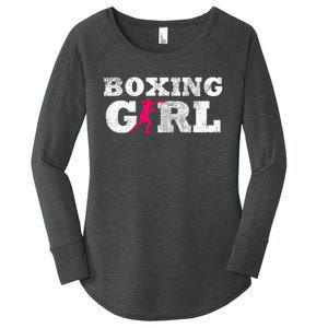 Boxing Girl Player Silhouette Sport Women's Perfect Tri Tunic Long Sleeve Shirt