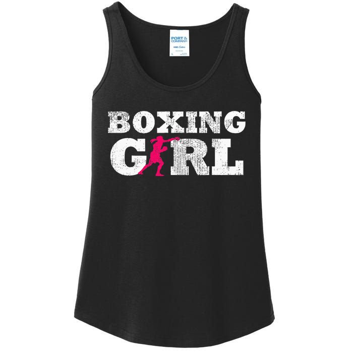 Boxing Girl Player Silhouette Sport Ladies Essential Tank