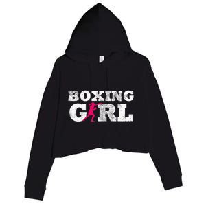 Boxing Girl Player Silhouette Sport Crop Fleece Hoodie