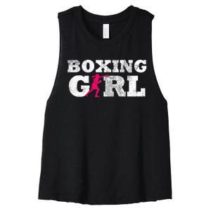 Boxing Girl Player Silhouette Sport Women's Racerback Cropped Tank