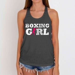 Boxing Girl Player Silhouette Sport Women's Knotted Racerback Tank