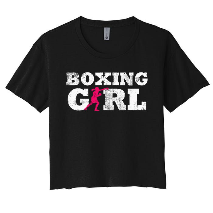 Boxing Girl Player Silhouette Sport Women's Crop Top Tee