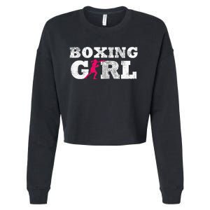 Boxing Girl Player Silhouette Sport Cropped Pullover Crew