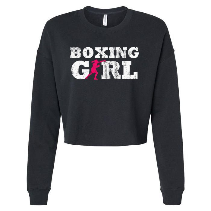 Boxing Girl Player Silhouette Sport Cropped Pullover Crew