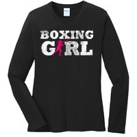 Boxing Girl Player Silhouette Sport Ladies Long Sleeve Shirt