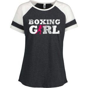 Boxing Girl Player Silhouette Sport Enza Ladies Jersey Colorblock Tee