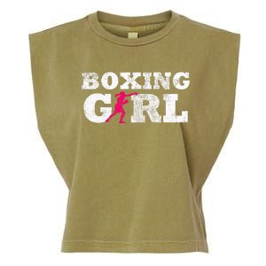 Boxing Girl Player Silhouette Sport Garment-Dyed Women's Muscle Tee