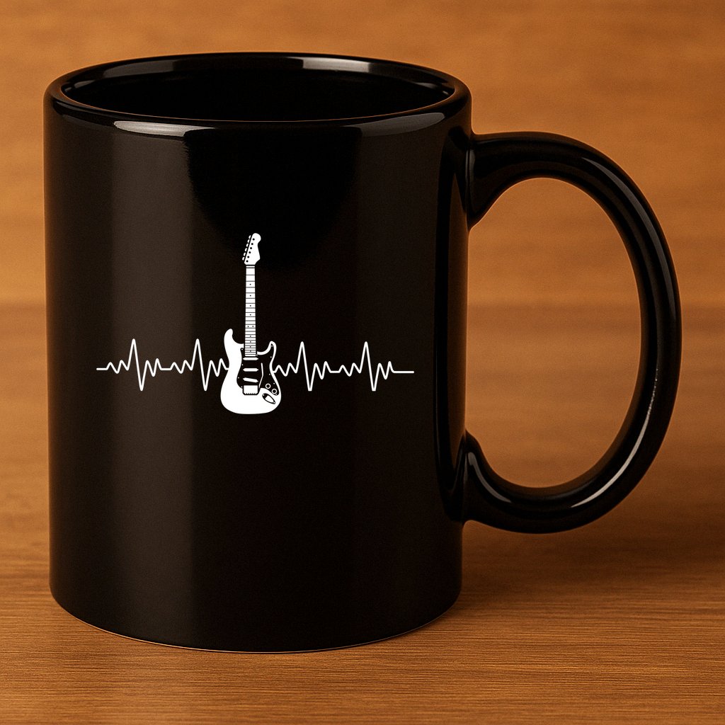 Bass Guitar Player Heartbeat 11oz C Handle Ceramic Mug