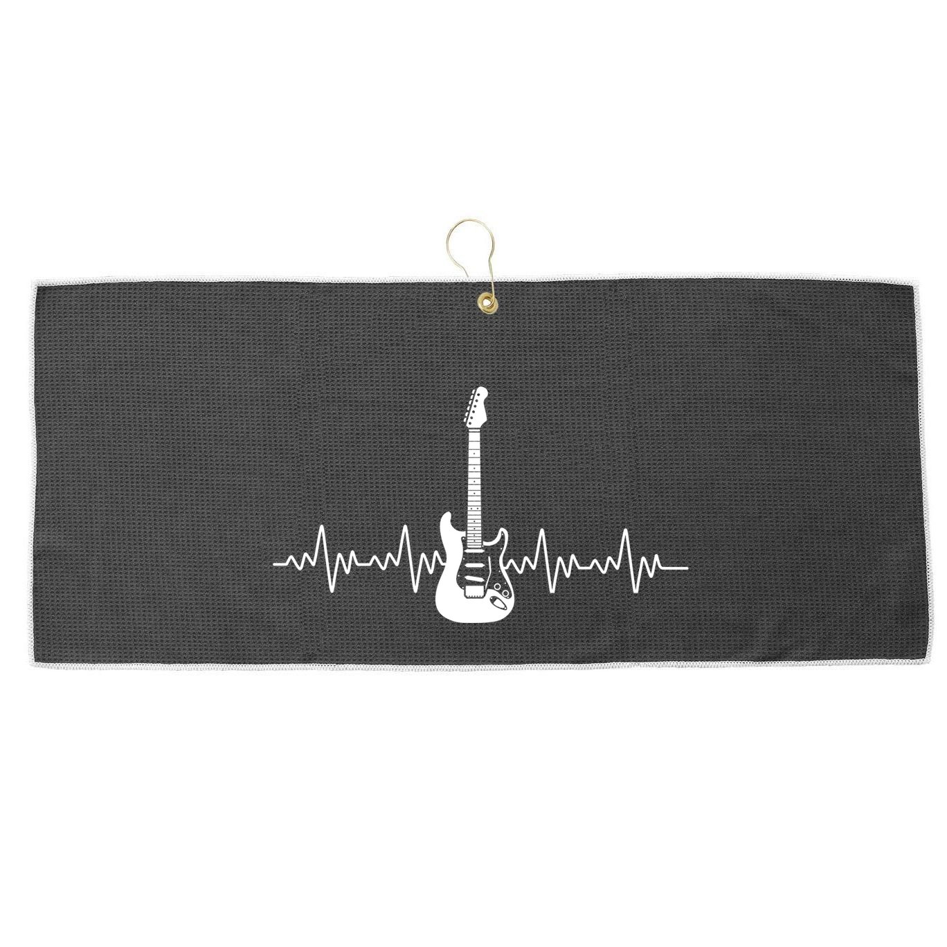 Bass Guitar Player Heartbeat Large Microfiber Waffle Golf Towel