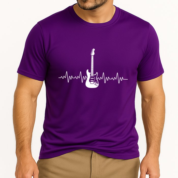 Bass Guitar Player Heartbeat Cooling Performance Crew T-Shirt