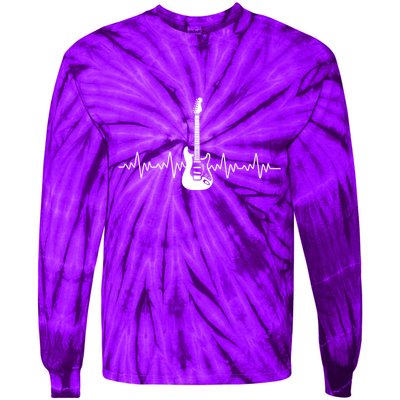 Bass Guitar Player Heartbeat Tie-Dye Long Sleeve Shirt