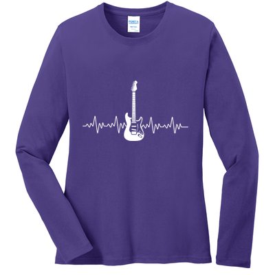 Bass Guitar Player Heartbeat Ladies Long Sleeve Shirt