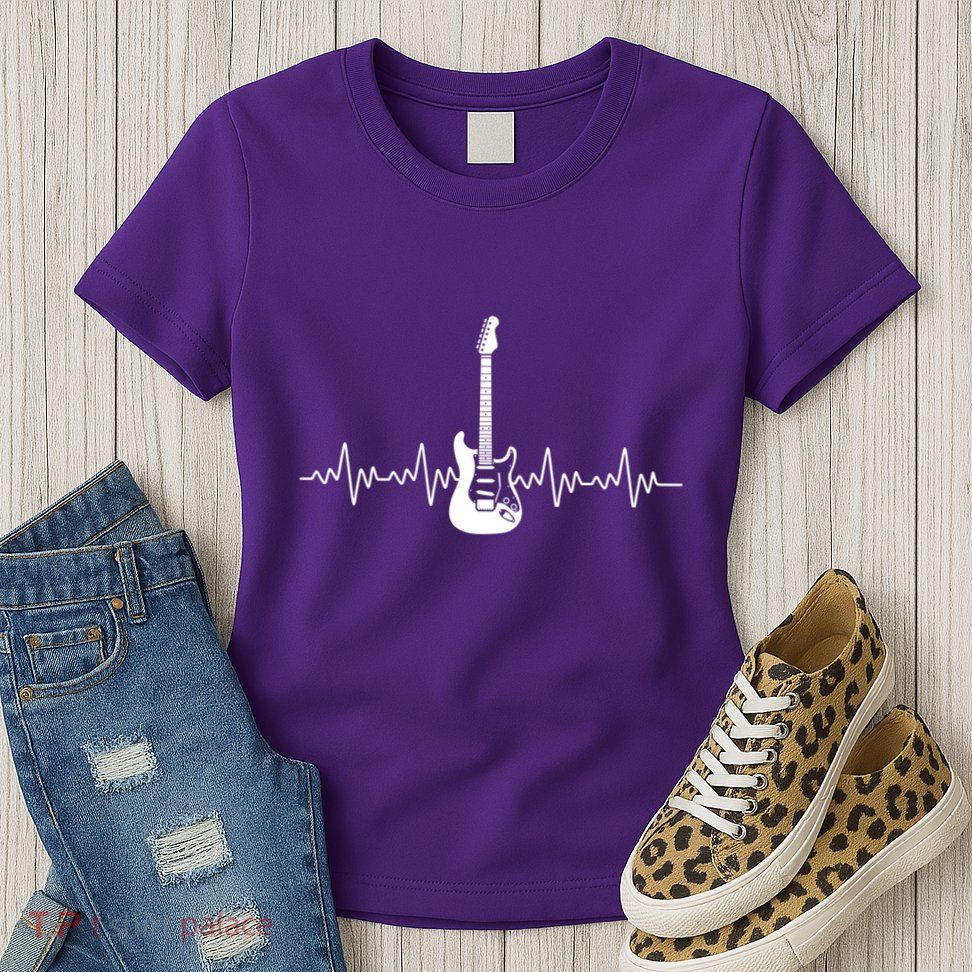 Bass Guitar Player Heartbeat Womens T-Shirt