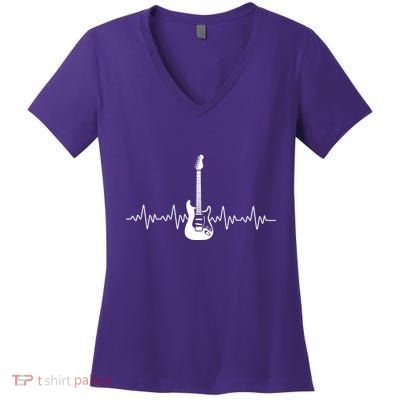 Bass Guitar Player Heartbeat Women's V-Neck T-Shirt
