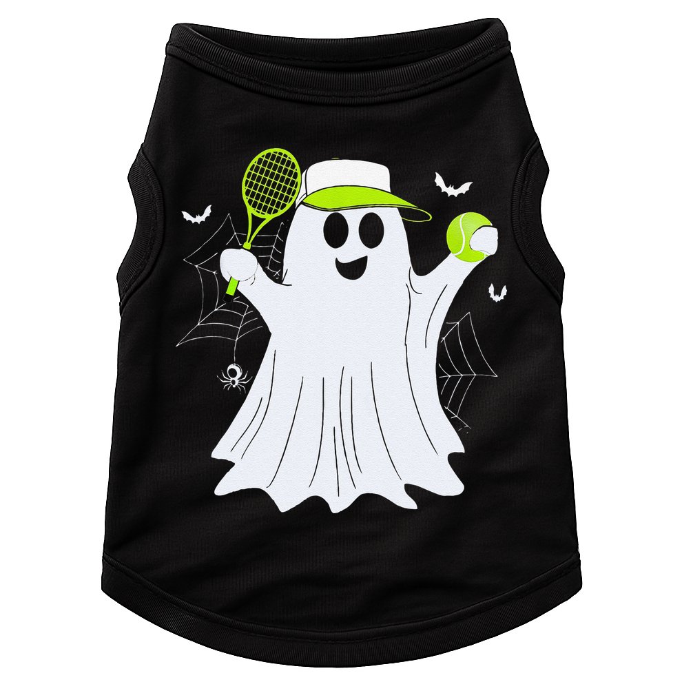 Boo Ghost Playing Tennis Funny Halloween Tennis Costume Doggie Tank