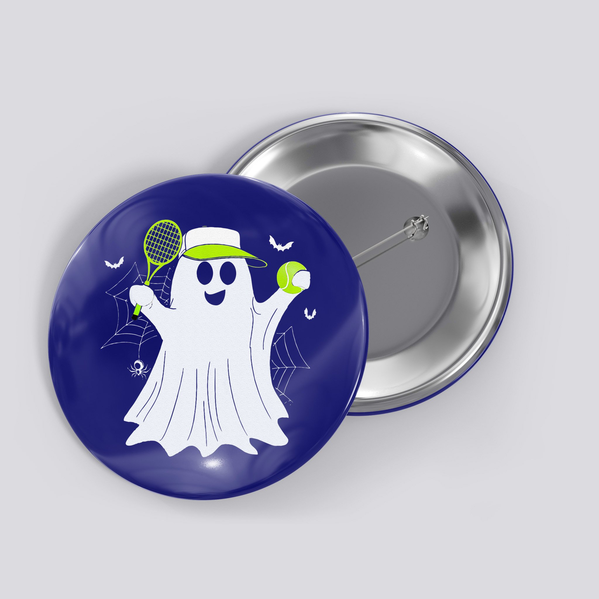 Boo Ghost Playing Tennis Funny Halloween Tennis Costume Button