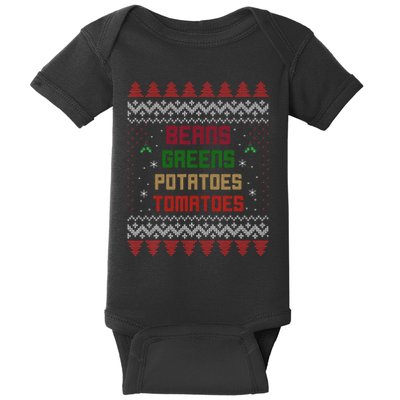 Beans Greens Potatoes Tomatoes! Thanksgiving Baby Bodysuit