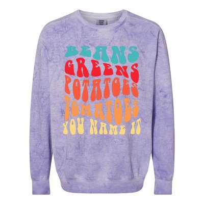 Beans Greens Potatoes Tomatoes  Love Thanksgiving Food Colorblast Crewneck Sweatshirt