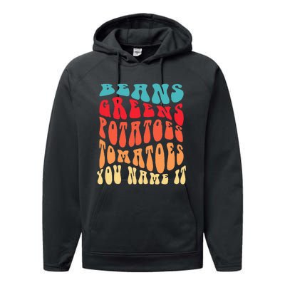 Beans Greens Potatoes Tomatoes  Love Thanksgiving Food Performance Fleece Hoodie