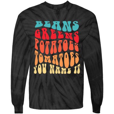 Beans Greens Potatoes Tomatoes  Love Thanksgiving Food Tie-Dye Long Sleeve Shirt