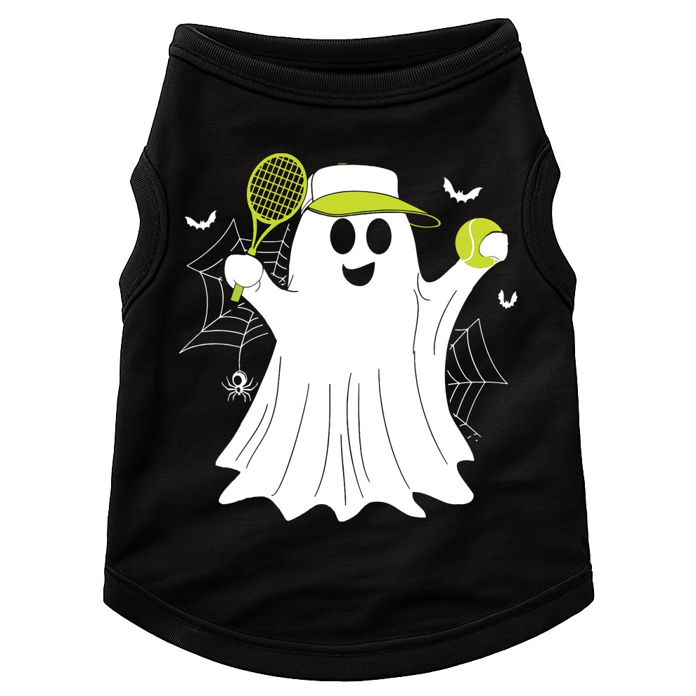Boo Ghost Playing Tennis Funny Halloween Tennis Costume Doggie Tank