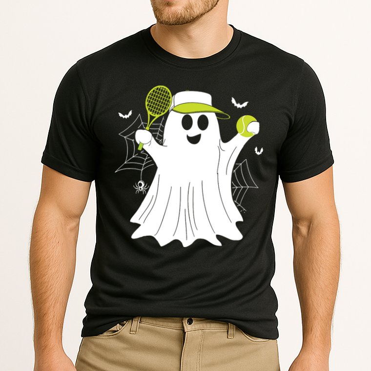 Boo Ghost Playing Tennis Funny Halloween Tennis Costume Cooling Performance Crew T-Shirt