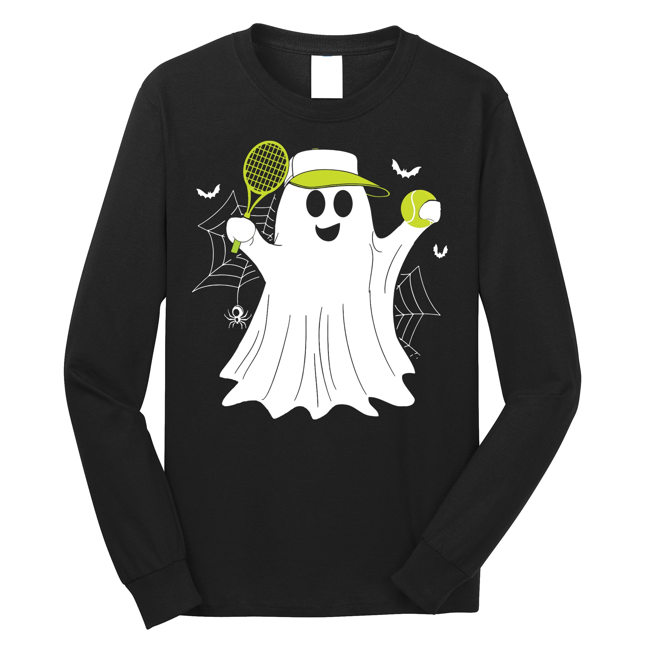 Boo Ghost Playing Tennis Funny Halloween Tennis Costume Long Sleeve Shirt