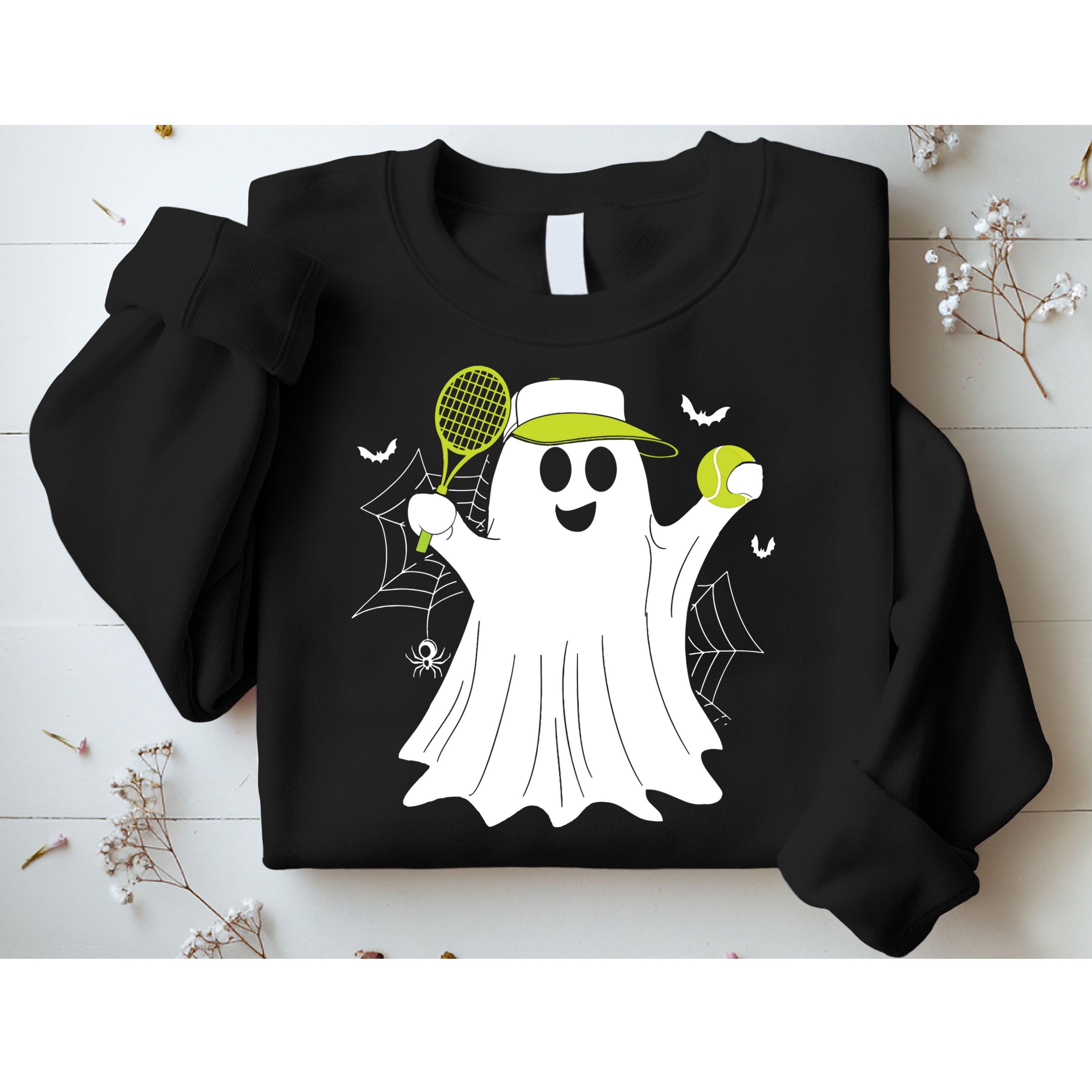 Boo Ghost Playing Tennis Funny Halloween Tennis Costume Sweatshirt
