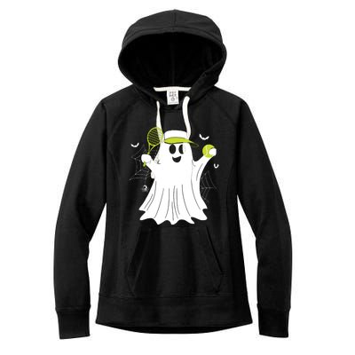 Boo Ghost Playing Tennis Funny Halloween Tennis Costume Women's Fleece Hoodie