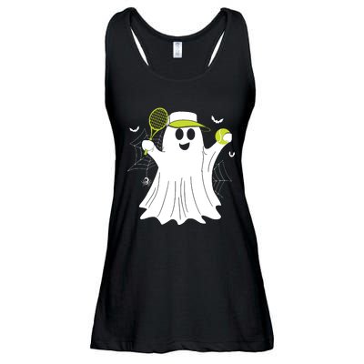 Boo Ghost Playing Tennis Funny Halloween Tennis Costume Ladies Essential Flowy Tank