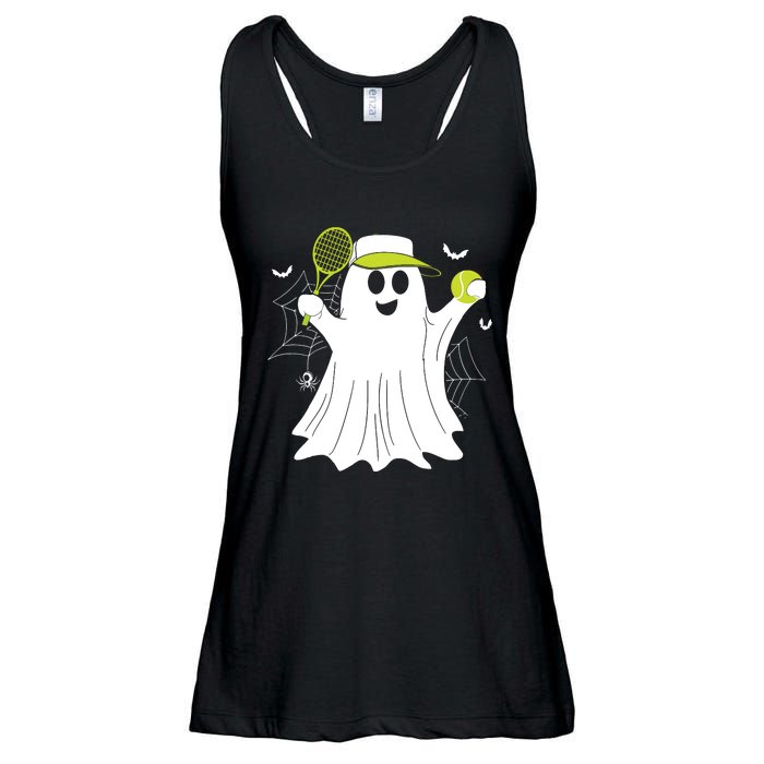 Boo Ghost Playing Tennis Funny Halloween Tennis Costume Ladies Essential Flowy Tank