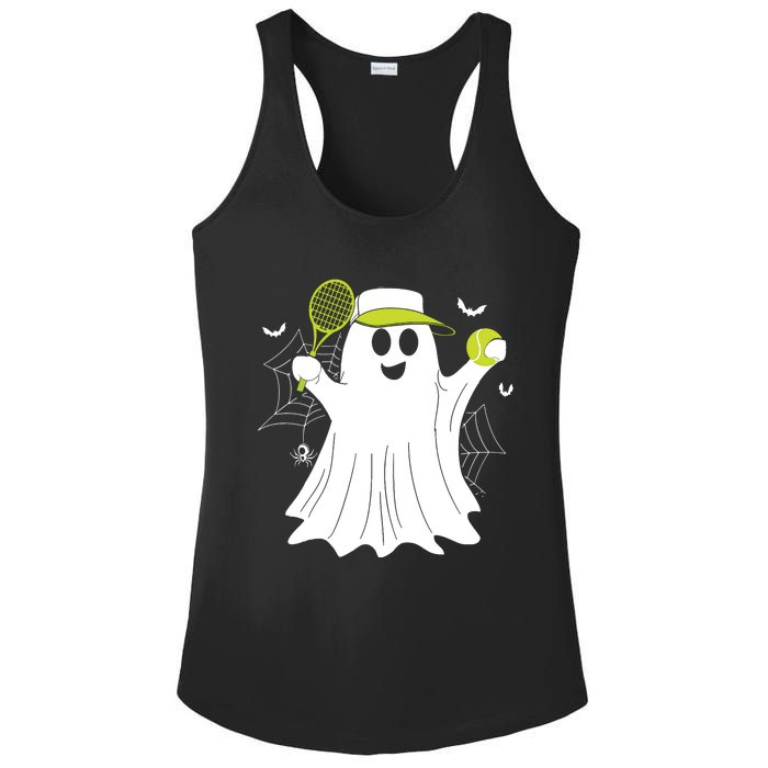 Boo Ghost Playing Tennis Funny Halloween Tennis Costume Ladies PosiCharge Competitor Racerback Tank