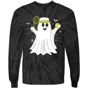 Boo Ghost Playing Tennis Funny Halloween Tennis Costume Tie-Dye Long Sleeve Shirt