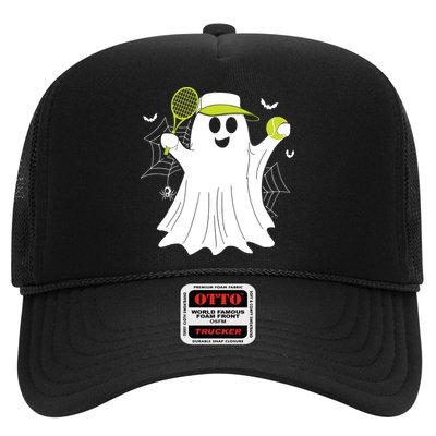 Boo Ghost Playing Tennis Funny Halloween Tennis Costume Trucker Hat