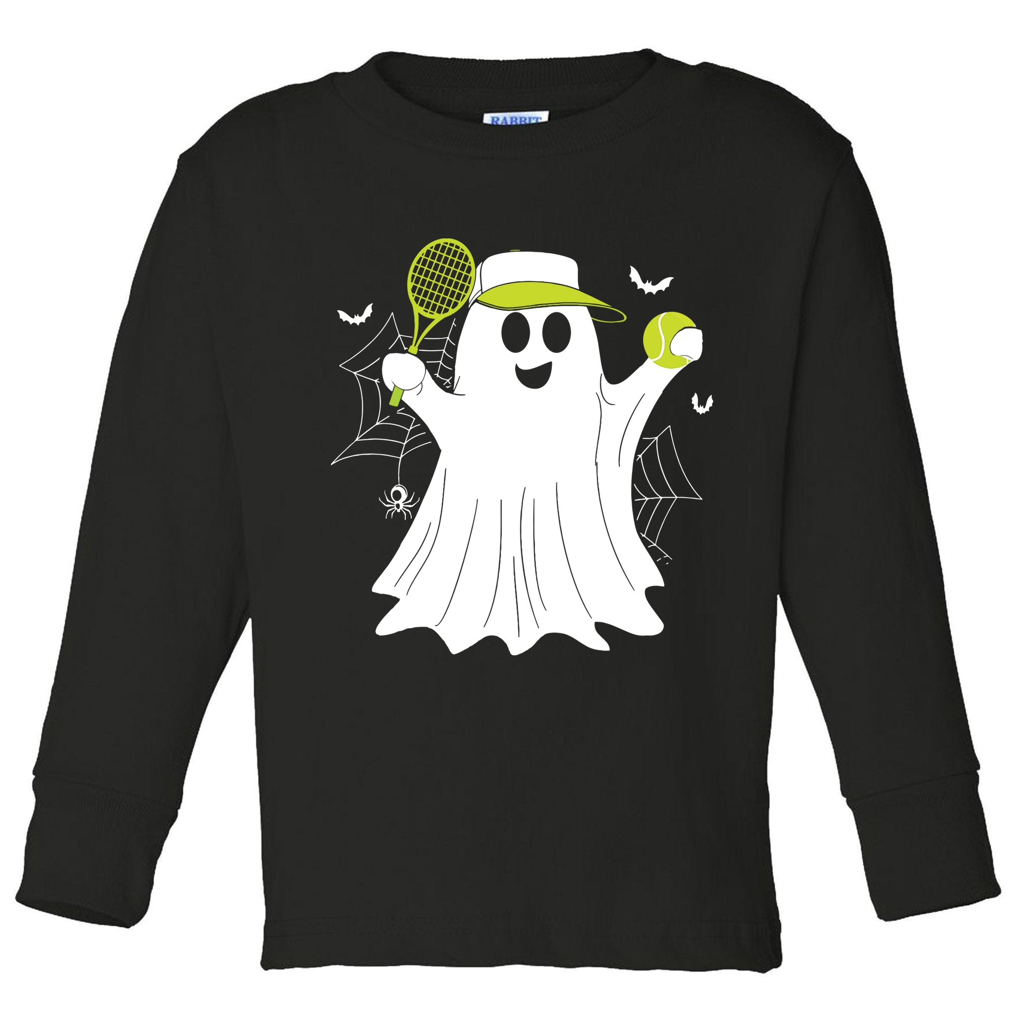 Boo Ghost Playing Tennis Funny Halloween Tennis Costume Toddler Long Sleeve Shirt