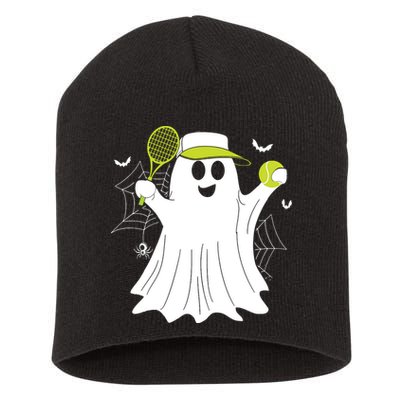 Boo Ghost Playing Tennis Funny Halloween Tennis Costume Short Acrylic Beanie