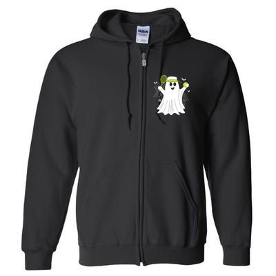 Boo Ghost Playing Tennis Funny Halloween Tennis Costume Full Zip Hoodie